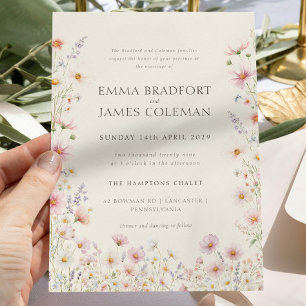 Bohemian Whimsical  Wildflowers Formal Wedding Invitation