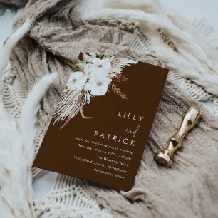 Bohemian White Floral Modern Wedding Invitation