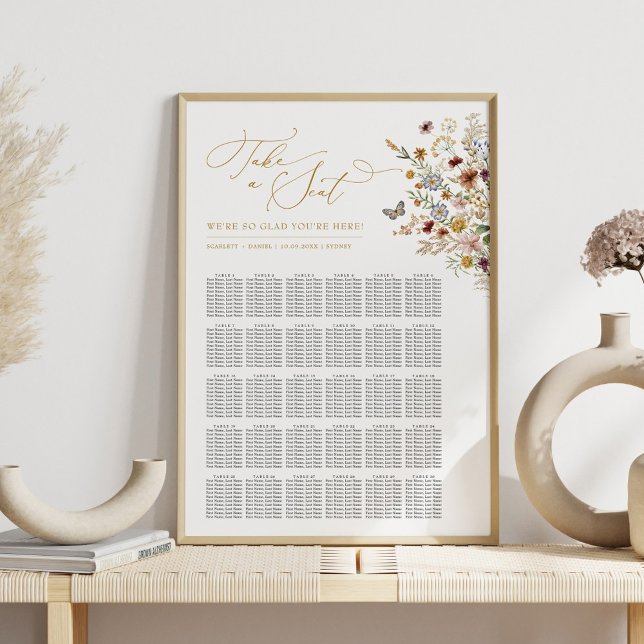 Bohemian Wildflower Backyard Wedding Seating Chart (Creator Uploaded)