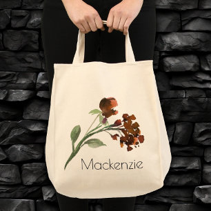 Bohemian Wildflower   Burnt Orange Botanical Name Tote Bag