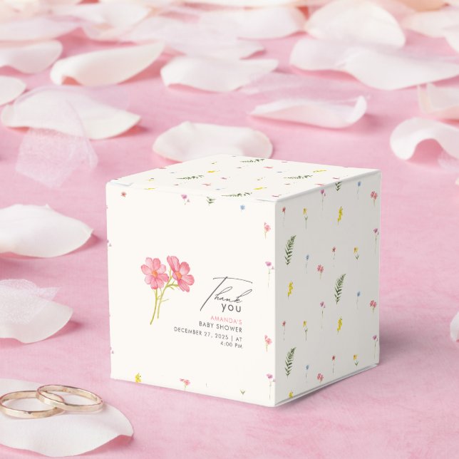 Bohemian Wildflower Floral Baby shower Favor Box (Wedding)