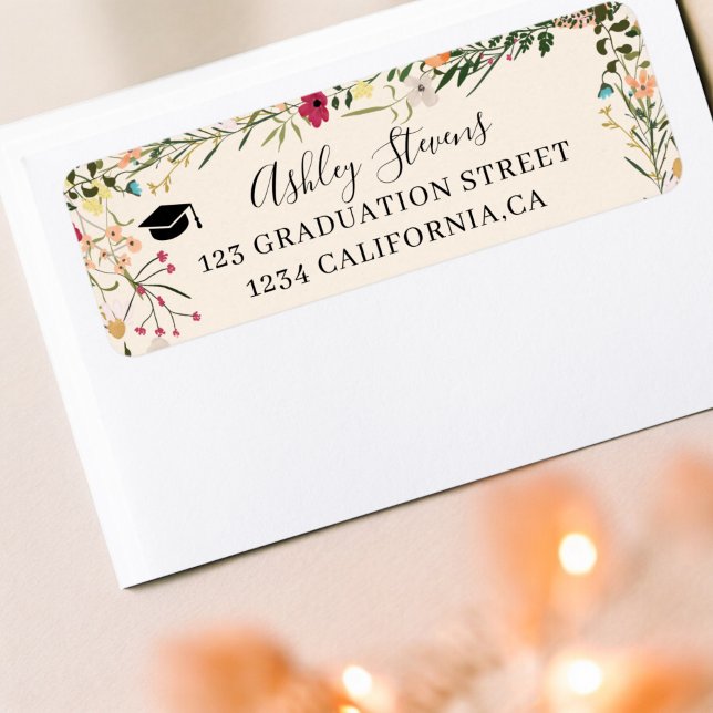 Bohemian wildflowers boho spring graduation (Bohemian wildflowers boho spring graduation label)