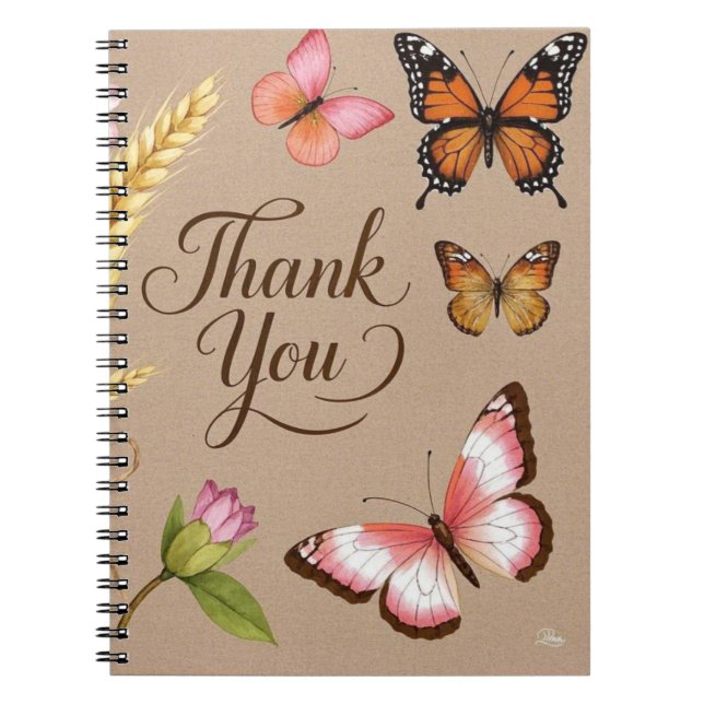 Bohemian Wildflowers, butterflies, wheat stalks Notebook (Front)