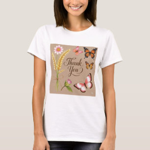 Bohemian Wildflowers, butterflies, wheat stalks T-Shirt