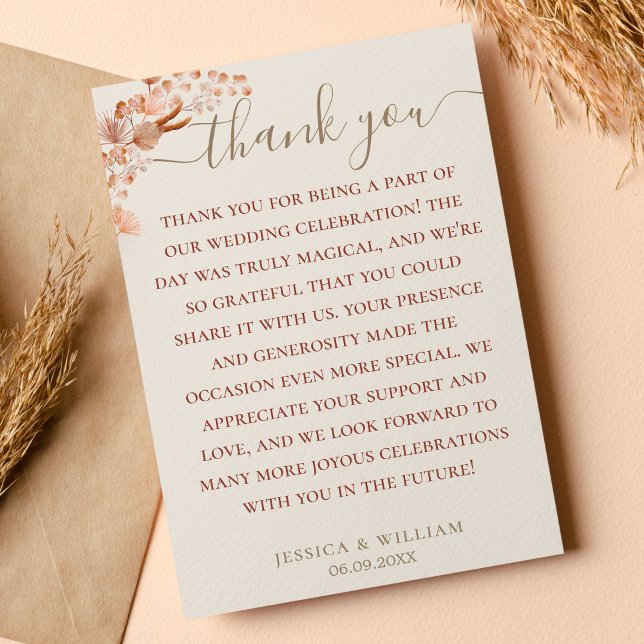 Bohemian With Elegant Calligraphy Thank You Card (Creator Uploaded)