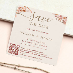 Bohemian With Elegant Script QR Code Save The Date