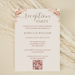 Bohemian With QR Code For Reception Party Invitation