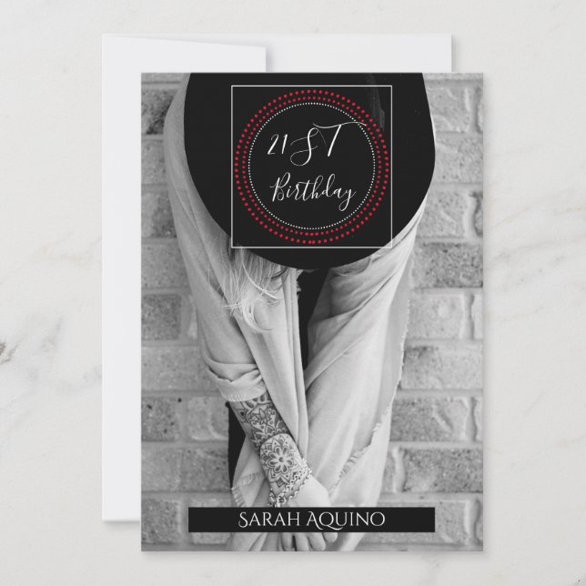 Bohemian Woman In Hat With Tattoo 21st Birthday Invitation (Front)