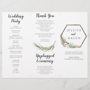 Bohemian Wreath Tri-Fold Wedding Program