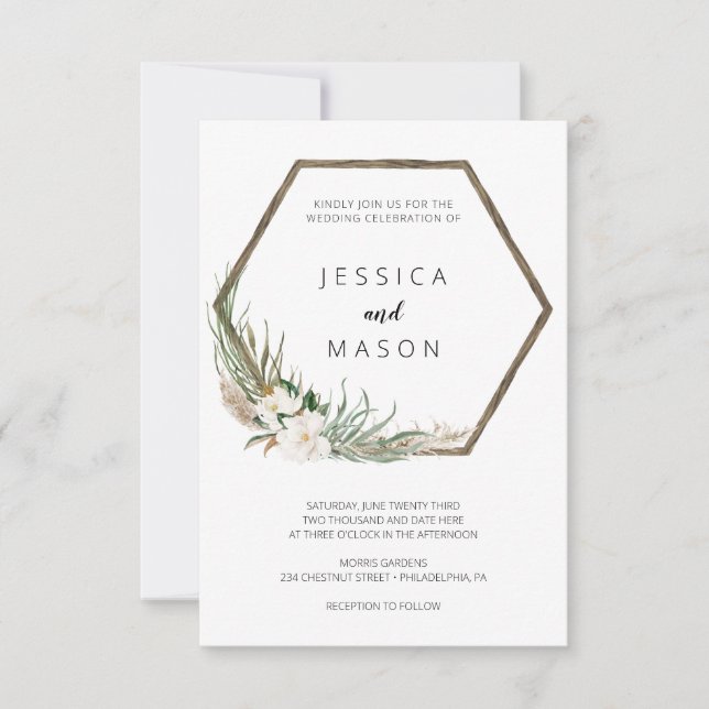 Bohemian Wreath Wedding Invitation (Front)