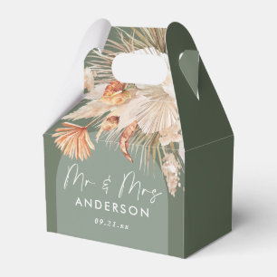 Bohenian boho rust sage green wedding favor box