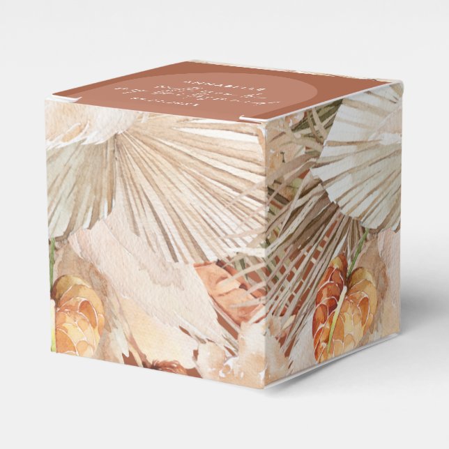 Bohenian boho rust terracotta wedding favour box (Front Side)