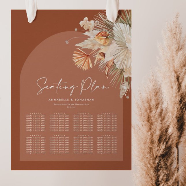 Bohenian boho rust terracotta wedding seating plan poster (Creator Uploaded)