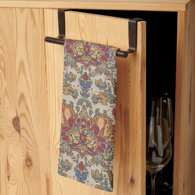 Boho 17th Century Indian Repro Pattern  Kitchen Towel (Thirds Fold)