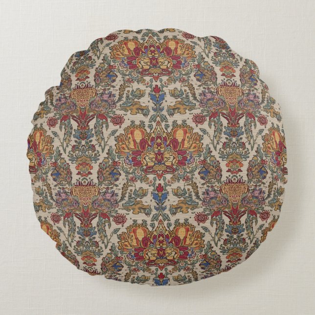 Boho 17th Century Indian Repro Pattern  Round Pillow (Front)