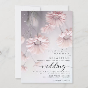 Boho 2 Dreamy Pink Daisies Invitation