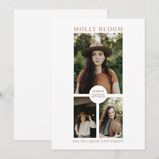 Boho 3 Faire-part d'obtention d'un diplôme photo (Devant / Derrière)