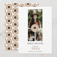 Boho 3 Photo Terracotta Graduation Announcement