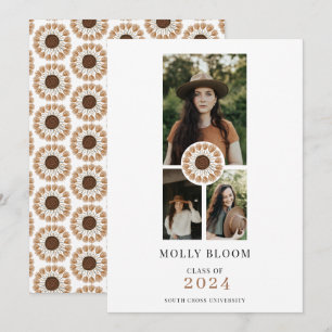 Boho 3 Photo Terracotta Graduation Faire-part