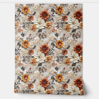 Boho 3d fall autumn wildflowers terracotta rusty
