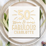 Boho 50 & Fabulous 50th Birthday Personalized Name Foil Napkins<br><div class="desc">Boho 50 & Fabulous 50th Birthday Personalized Name Real Foil Stamped Paper Napkins features the text "50 & Fabulous" with  your personalized name below in modern calligraphy script typography and accented with an arrow and stars. Perfect for fiftieth birthday parties. Created by Evco Studio www.zazzle.com/store/evcostudio</div>