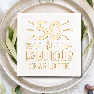 Boho 50 & Fabulous Personalized 50th Birthday Foil Napkins