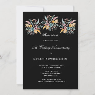 Boho 50th anniversary wedding anniversary invitation