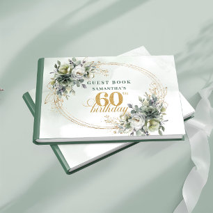 Boho 60th Birthday Botanical Green Guest Book