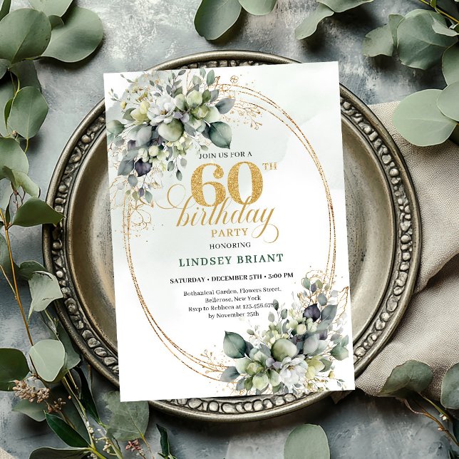 Boho 60th Birthday Botanical Green Invite (Boho 60th Birthday Botanical Green Invite

)