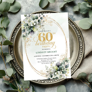 Boho 60th Birthday Greenery Foliage Invite