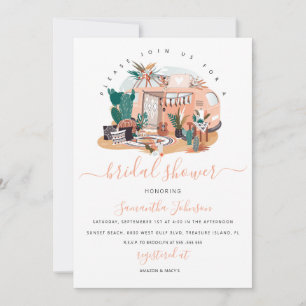 Boho 70s Pampas & Cacti Bridal Shower Invitation