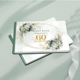 Boho 80th Birthday Dusty Green Eucalyptus Guest  Book