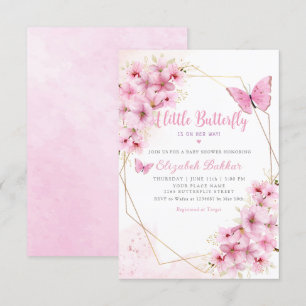 Boho A little Butterfly is on her way Baby Shower Invitation