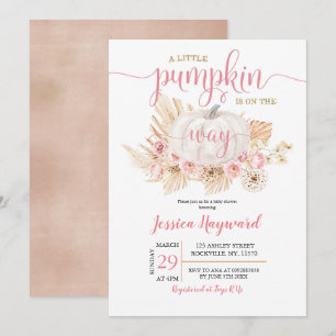 Boho A Little Pumpkin Is On The Way Baby Shower In Invitation