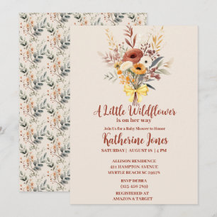 Boho A Little Wildflower Girl Baby Shower   Invitation