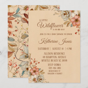 Boho A Little Wildflower Girl Baby Shower Invitation