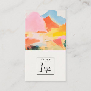 Boho Abstarct Moutain Landscape Pink Blue Logo Business Card