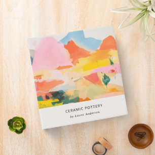 Boho Abstarct Moutain Landscape Pink Blue Orange Binder