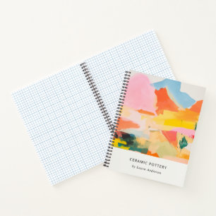 Boho Abstarct Moutain Landscape Pink Blue Orange Notebook