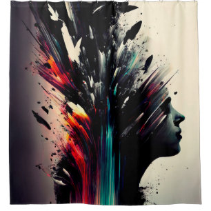 Boho abstract art with girl face