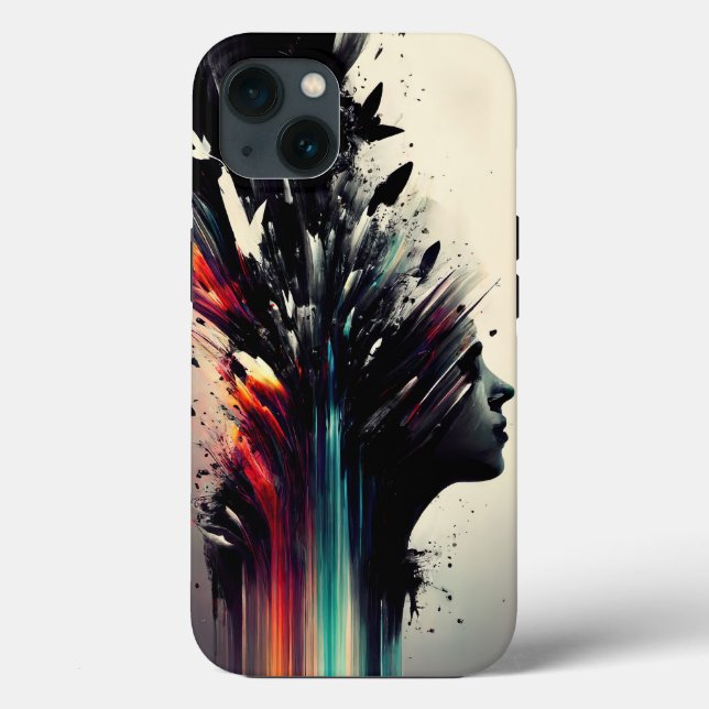 Boho abstract art with girl face Case-Mate iPhone case (Back)