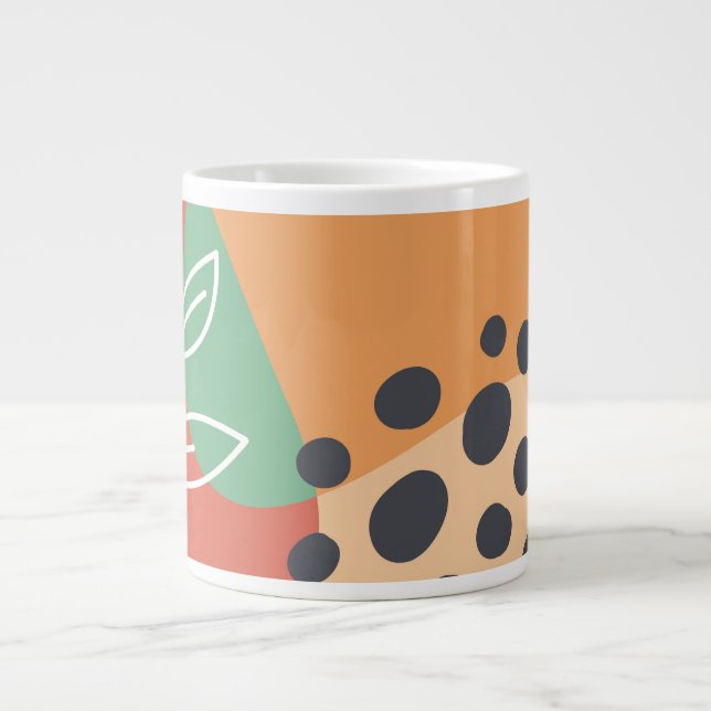 Boho abstract artwork terracotta red  large coffee mug (Front)