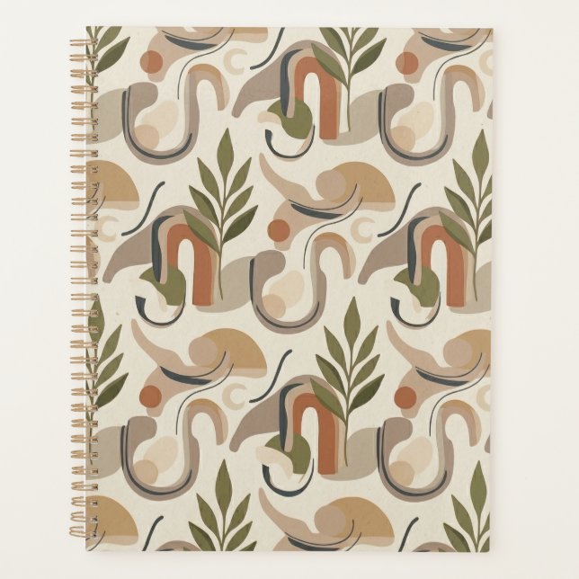 Boho Abstract Botanical Notebook Cover Background Planner (Front)
