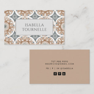 Boho Abstract Brown Grey Calling Card