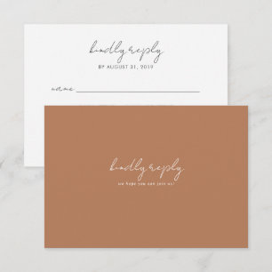 Boho Abstract Caramel Mocha Wedding RSVP Card