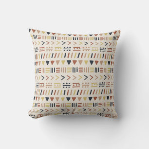 Boho Abstract Dash Dot Tribal Symbol Pattern Throw Pillow