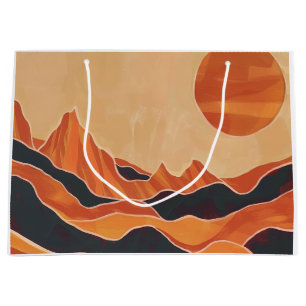 Boho Abstract Desert Landscape with Sun Minimalist Large Gift Bag