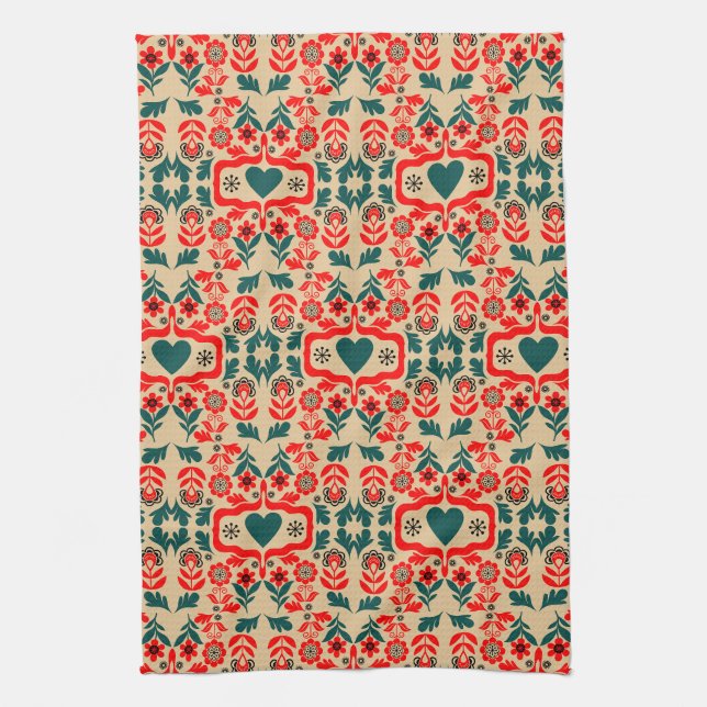 Boho Abstract Flower Art Kitchen Towel (Vertical)