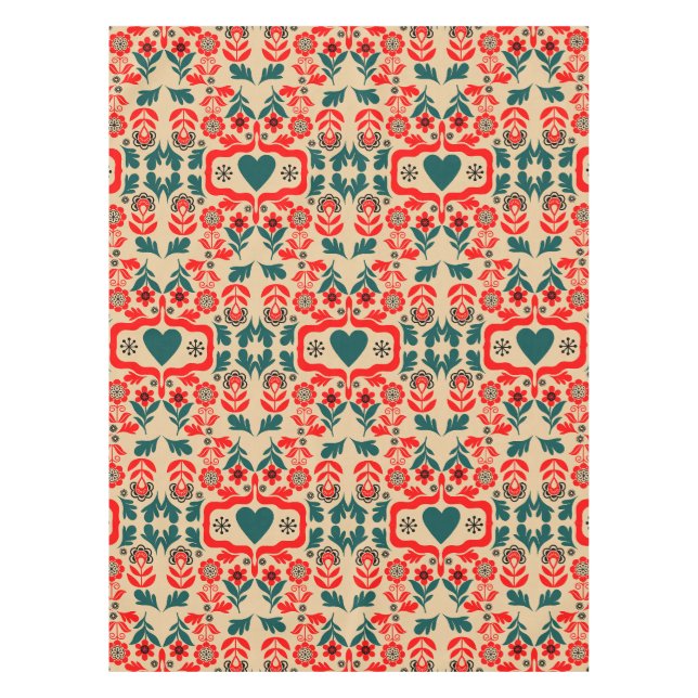 Boho Abstract Flower Art Tablecloth (Front)