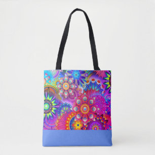 Boho Abstract flower design tote Bag
